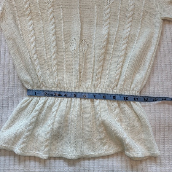Vintage 70's Savion by Ignacy Feuer Cream Women's Knit Skirt Set Peplum Size 10 - Picture 11 of 16